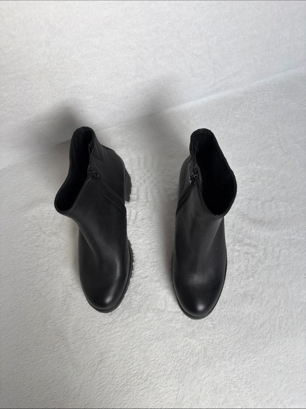 NWOB Jeffrey Campbell Black Leather Tracker Block Heel Ankle Boots Size 10